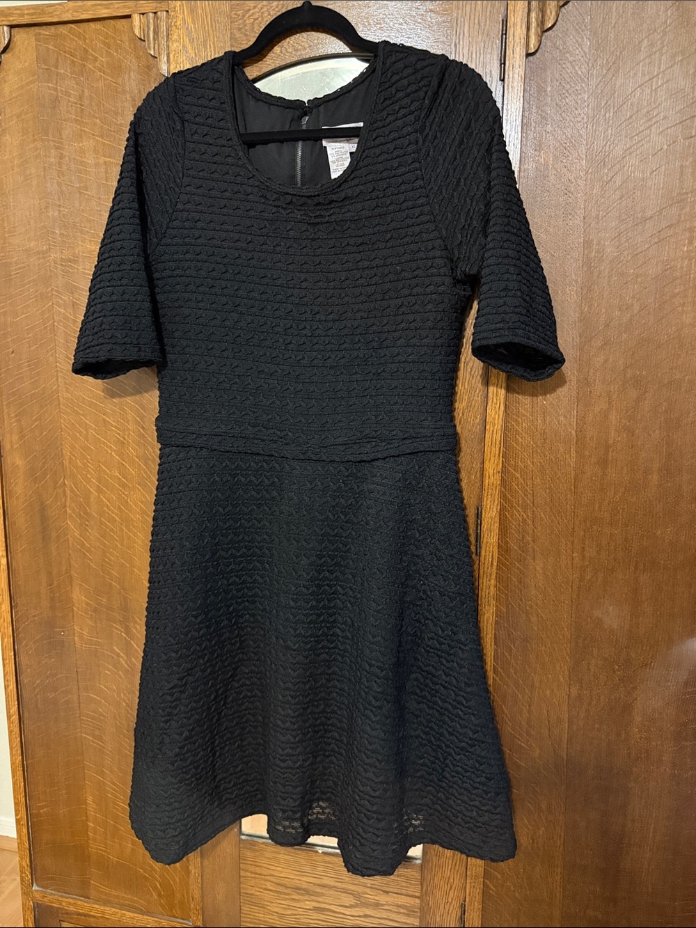 Max Studio Specialty Products Classic Black Textured Fit-and-Flare Dress - XL